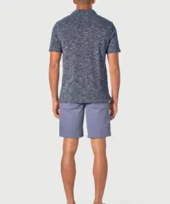 Alternative view of Alcaraz Cotton Rich Navy Knitted Melange Polo Shirt