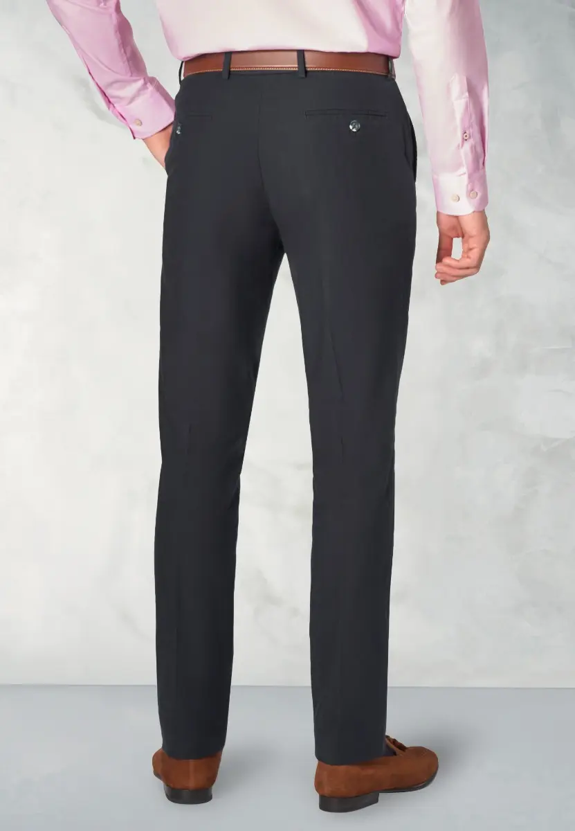 Tailored Fit Amiss Navy Linen Cotton Stretch Trouser - Image 2