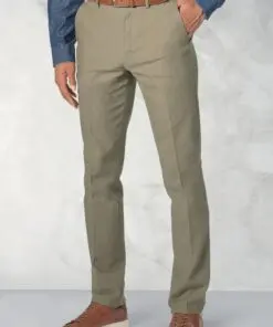 Tailored Fit Amiss Khaki Stretch Linen Cotton Trousers
