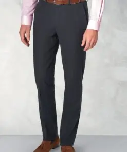 Tailored Fit Amiss Navy Linen Cotton Stretch Trouser