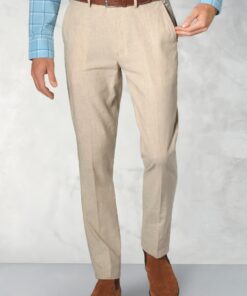 Tailored Fit Amiss Stone Linen Cotton Stretch Trouser