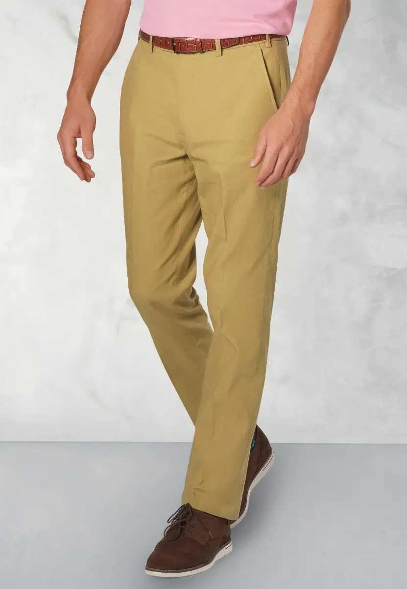 Tailored Fit Amiss Sand Linen Cotton Stretch Trouser