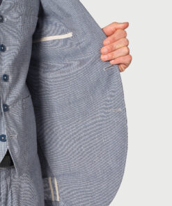 Alternative view of Tailored Fit Anderson Blue Puppytooth Cotton Linen Jacket