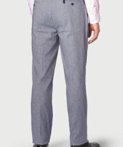 Alternative view of Tailored Fit Anderson Blue Puppytooth Cotton Linen Suit Trouser