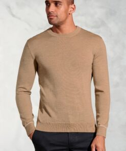 Arnold Camel Merino Wool Crew Neck Jumper