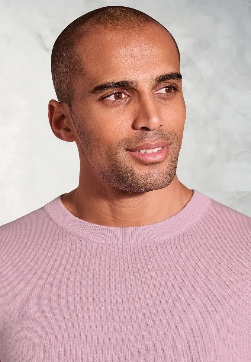 Arnold Dusky Pink Merino Wool Crew Neck Jumper - Image 2