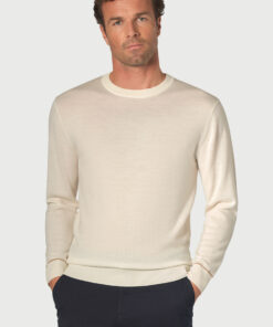 Arnold Ecru Merino Wool Crew Neck Jumper
