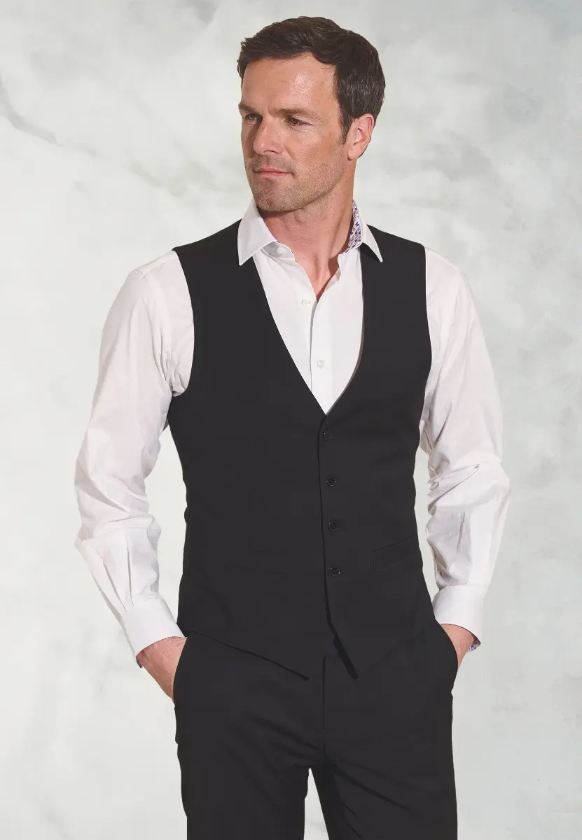 Tailored Fit Avalino Black Waistcoat
