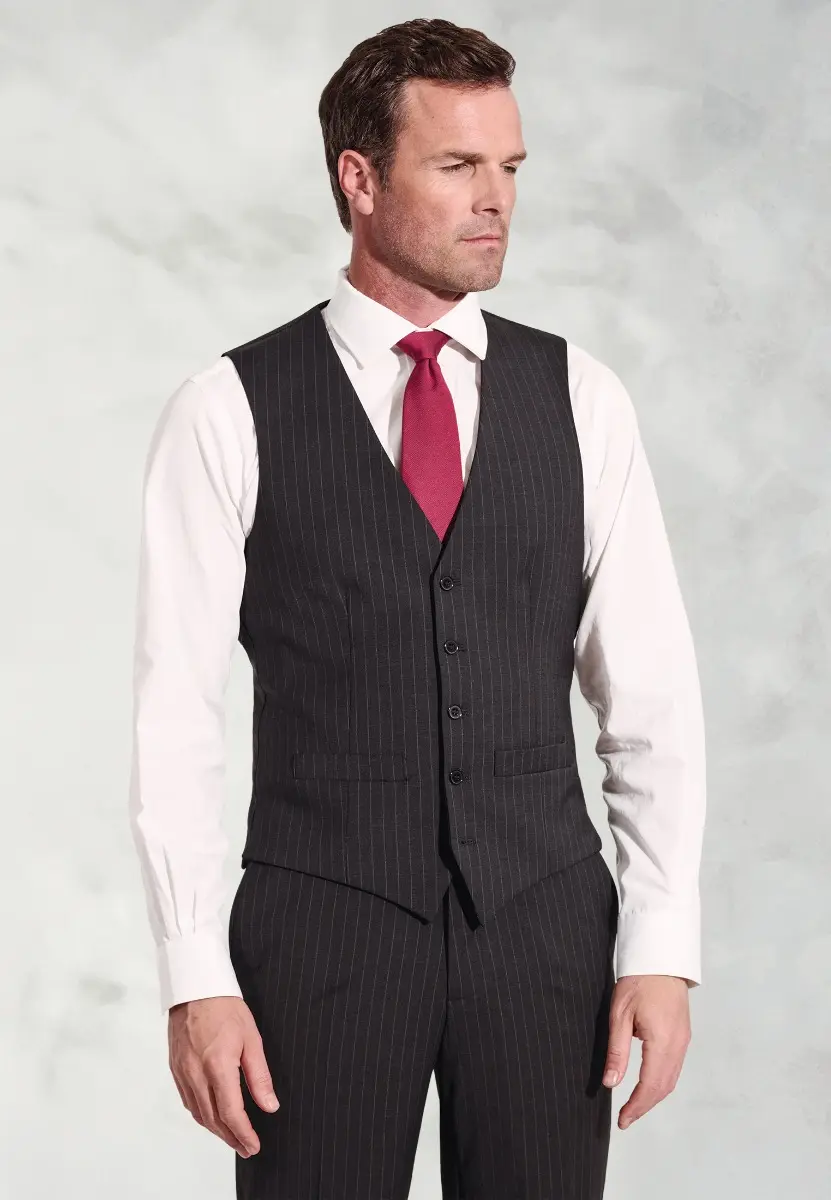 Tailored Fit Avalino Charcoal Stripe Waistcoat
