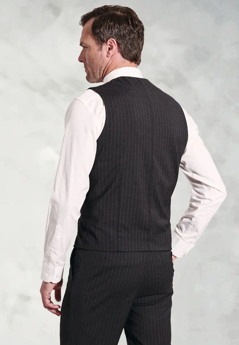 Tailored Fit Avalino Charcoal Stripe Waistcoat - Image 2