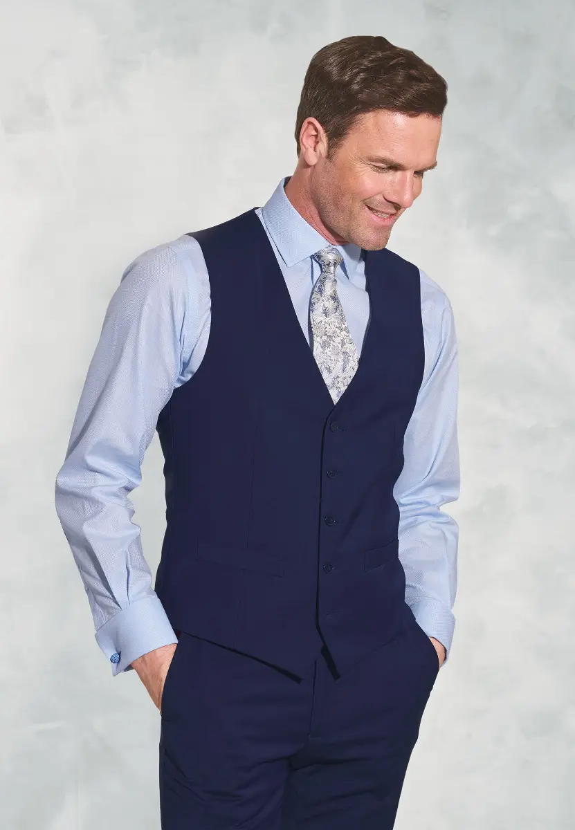 Tailored Fit Avalino Mid Blue Waistcoat