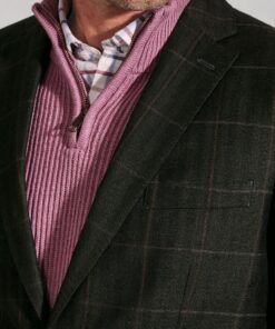 Alternative view of Regular Fit Bale Olive Check Wool Linen Jacket - British Fabric