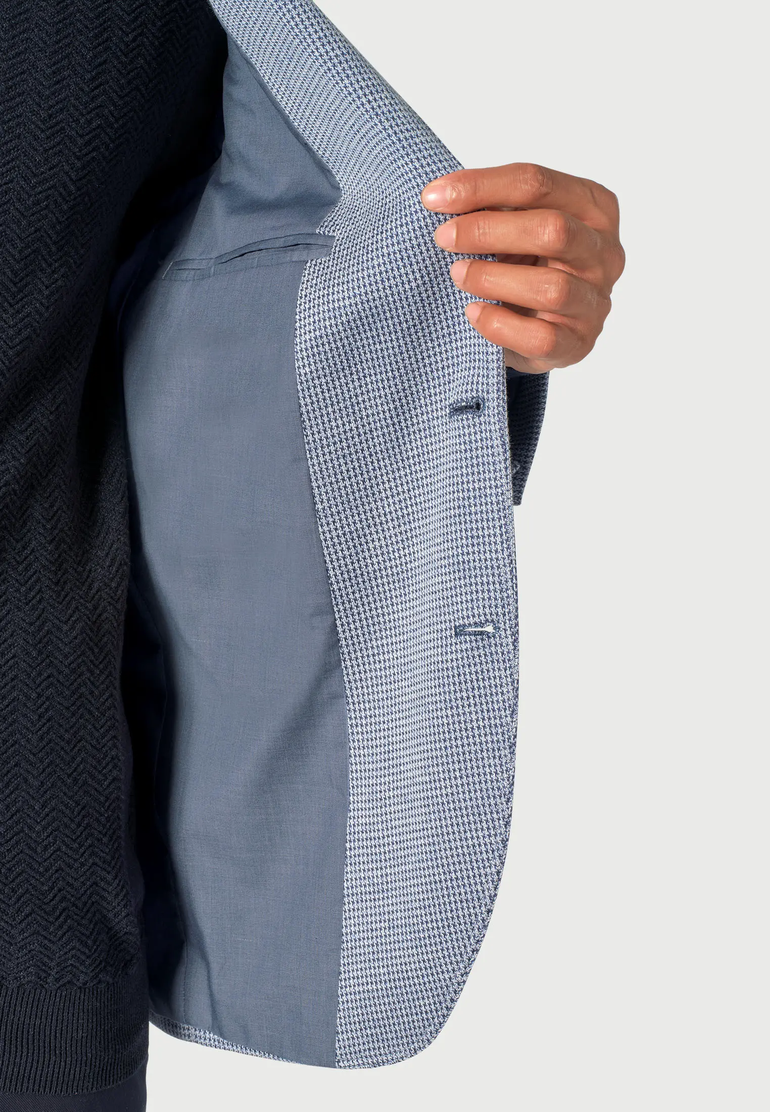 Tailored Fit Becker Blue Knitted Puppytooth Jacket - Image 2