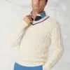 Benjamin Ecru Cotton V-Neck Cricket Style Jumper