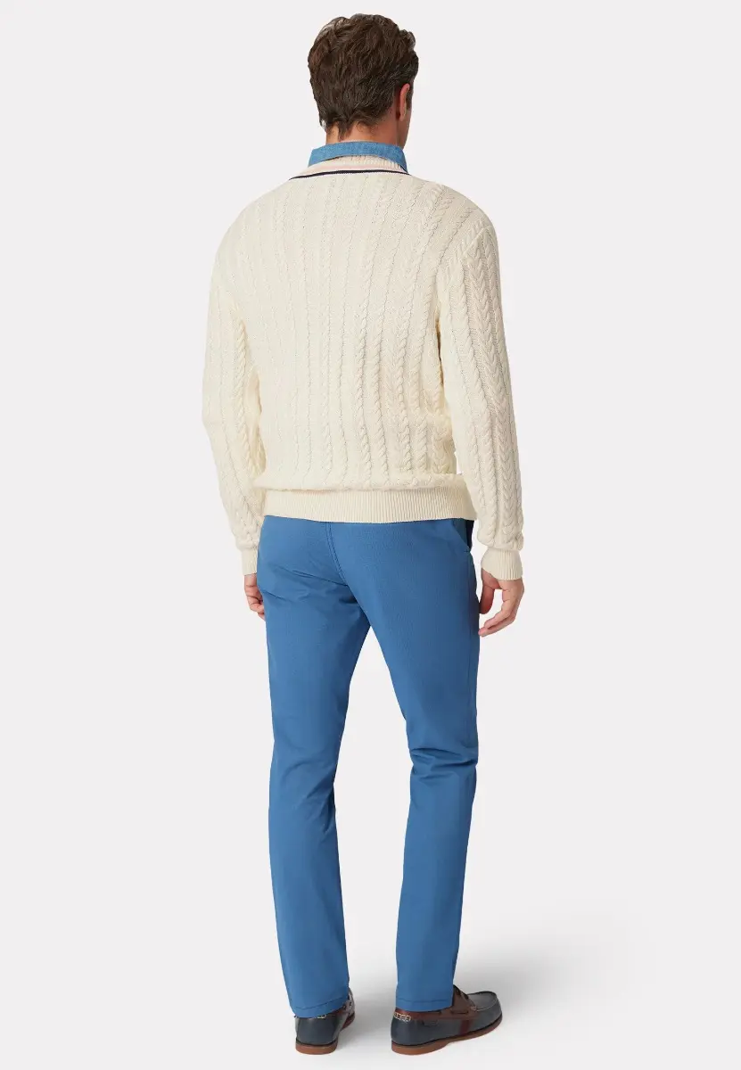 Benjamin Ecru Cotton V-Neck Cricket Style Jumper - Image 2