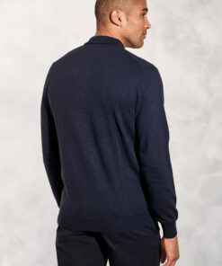 Alternative view of Bennett Navy Pure Cotton Long Sleeve Polo Shirt