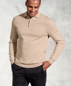 Bennett Stone Pure Cotton Long Sleeve Polo Shirt