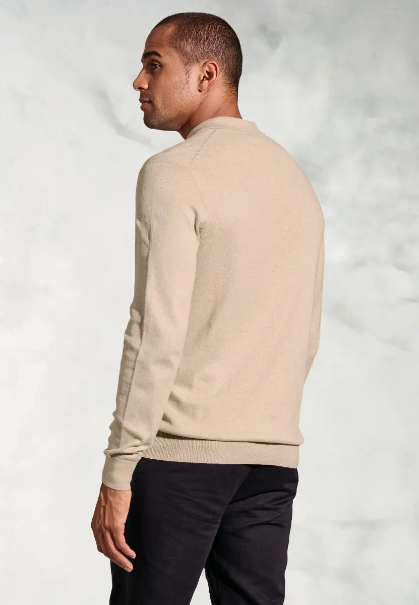 Bennett Stone Pure Cotton Long Sleeve Polo Shirt - Image 2