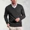 Berlin Charcoal Cotton Merino V-Neck Jumper