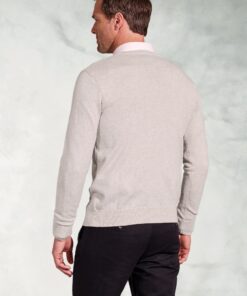 Alternative view of Berlin Stone Cotton Merino V-Neck Jumper