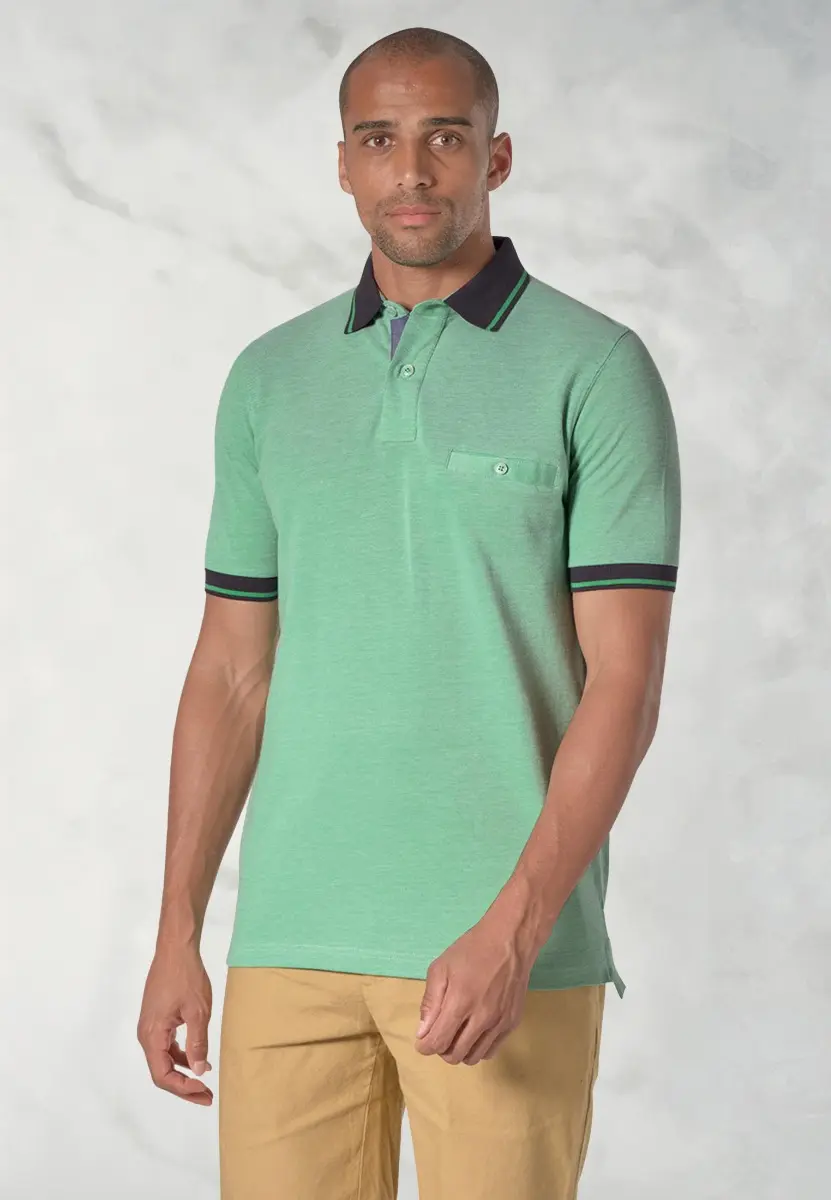 Bowrey Pure Cotton Apple Melange Pique Polo Shirt