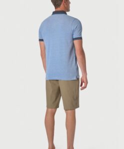 Alternative view of Bowrey Pure Cotton Sky Blue Melange Pique Polo Shirt