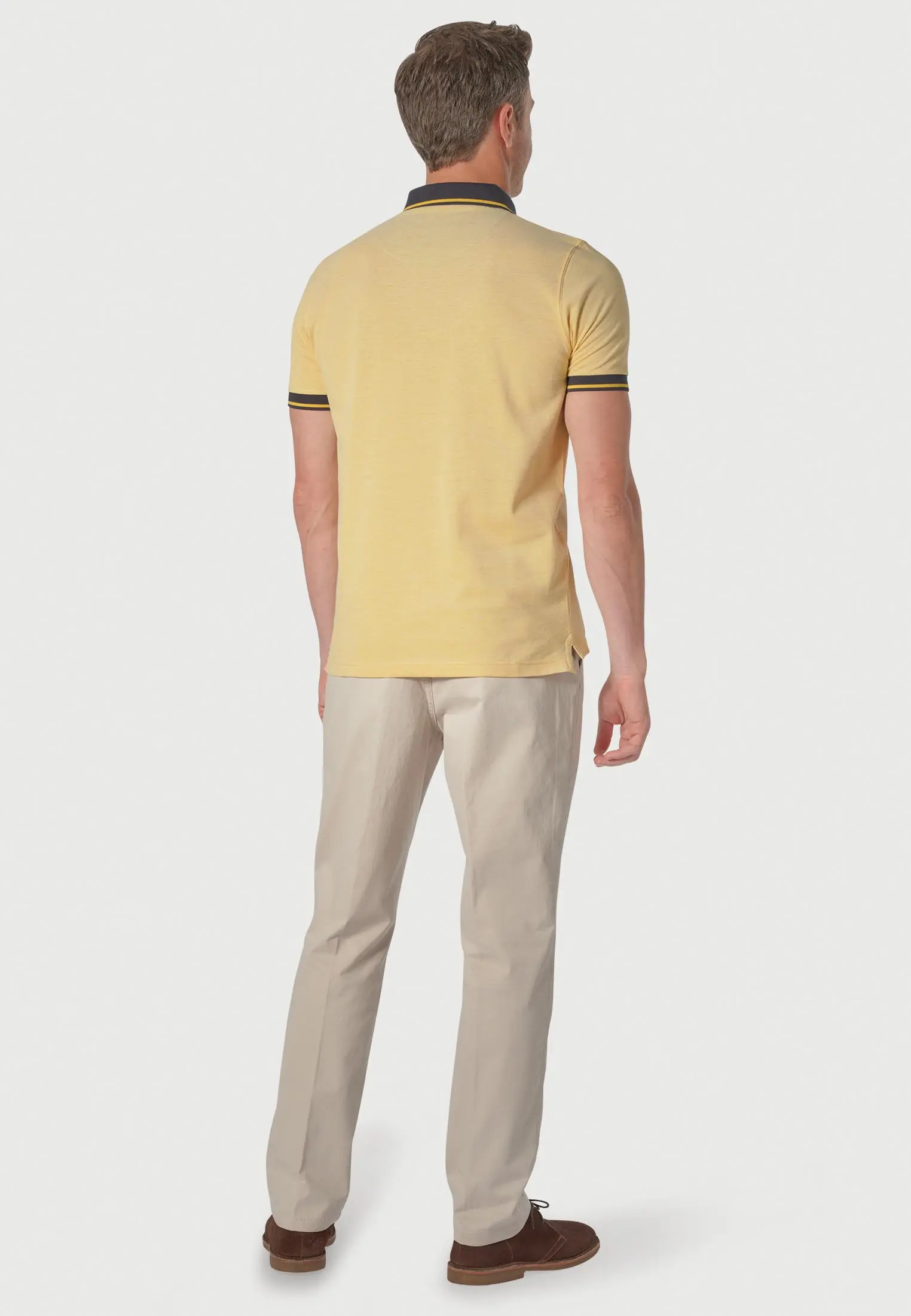 Bowrey Pure Cotton Lemon Melange Pique Polo Shirt - Image 2