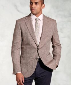 Tailored Fit Brando Chestnut Herringbone Linen Blend Jacket