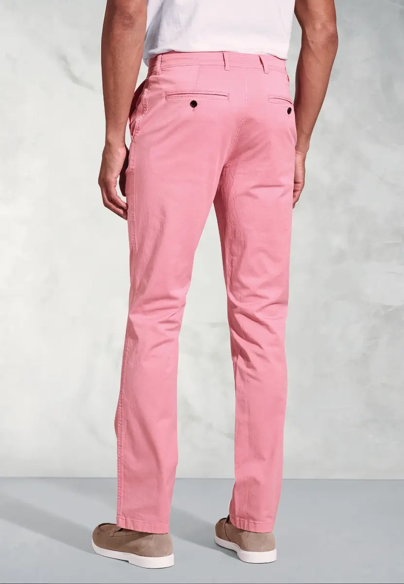 Tailored Fit Broderick Pink Garment Dyed Casual Trousers - Image 2