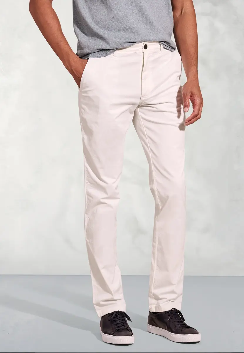 Tailored Fit Broderick White Garment Dyed Casual Trousers