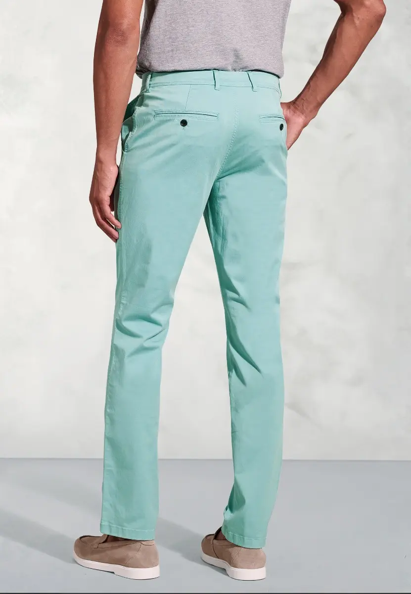 Tailored Fit Broderick Aqua Garment Dyed Casual Trousers - Image 2