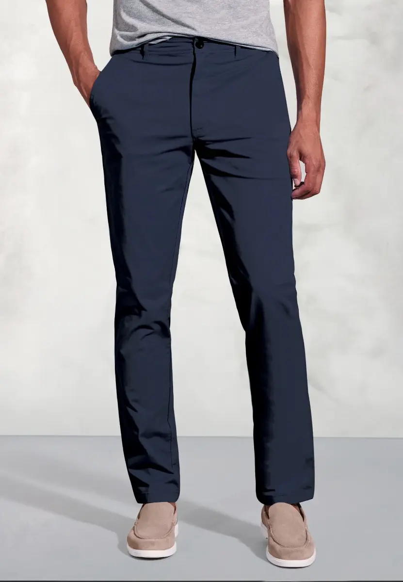 Tailored Fit Broderick Navy Garment Dyed Casual Trousers