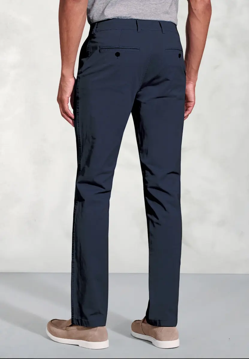 Tailored Fit Broderick Navy Garment Dyed Casual Trousers - Image 2