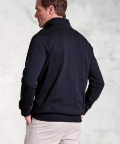 Alternative view of Brolin Navy Garment Dyed Zip Neck Sweatshirt