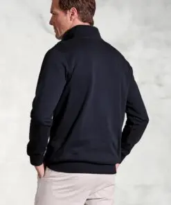 Alternative view of Brolin Navy Garment Dyed Zip Neck Sweatshirt