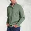 Brolin Khaki Garment Dyed Zip Neck Sweatshirt