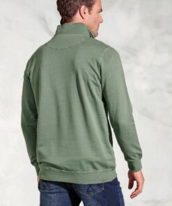 Alternative view of Brolin Khaki Garment Dyed Zip Neck Sweatshirt