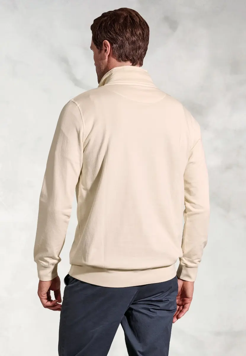 Brolin Ecru Garment Dyed Zip Neck Sweatshirt - Image 2
