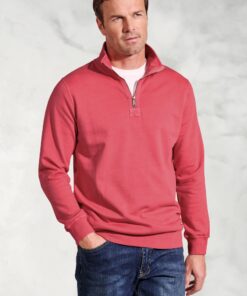 Brolin Red Garment Dyed Zip Neck Sweatshirt