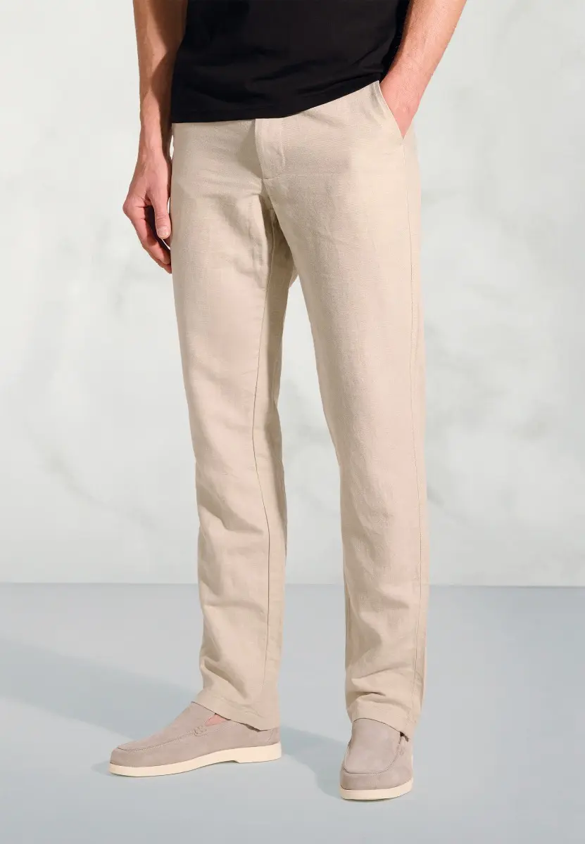 Regular Fit Caine Natural Linen Cotton Trousers