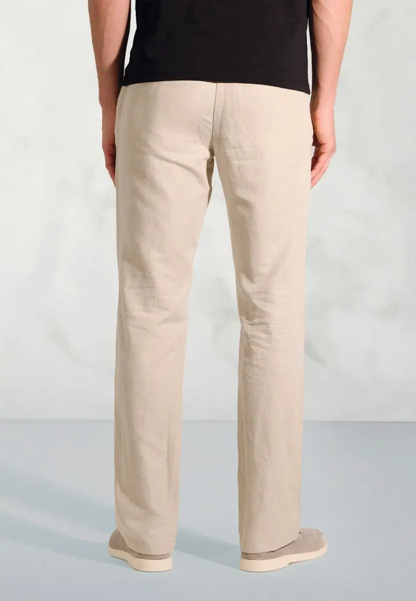 Regular Fit Caine Natural Linen Cotton Trousers - Image 2