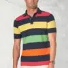 Cardus Pure Cotton Navy Hoop Pique Polo Shirt