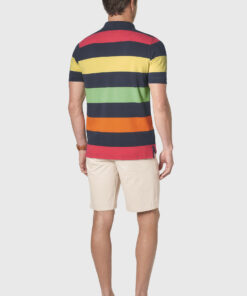 Alternative view of Cardus Pure Cotton Navy Hoop Pique Polo Shirt