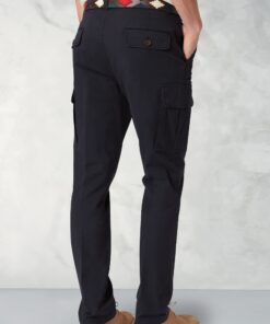Alternative view of Tailored Fit Carlos Navy Cotton Stretch Cargo Trouser