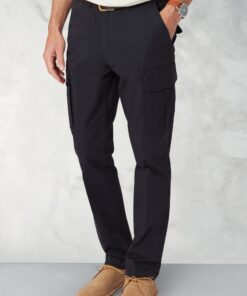 Tailored Fit Carlos Navy Cotton Stretch Cargo Trouser
