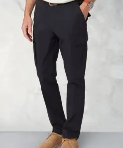 Tailored Fit Carlos Navy Cotton Stretch Cargo Trouser
