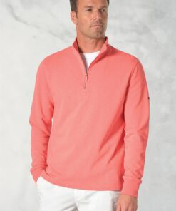 Cash Pure Cotton Coral Zip Neck Sweatshirt