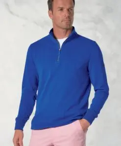 Cash Pure Cotton Cobalt Zip Neck Sweatshirt