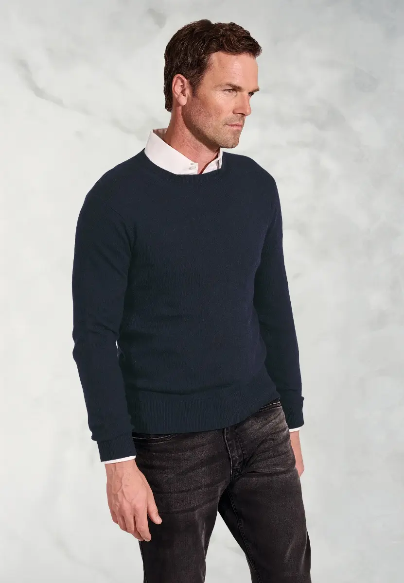 Navy Cashmere Crew Neck Jumper