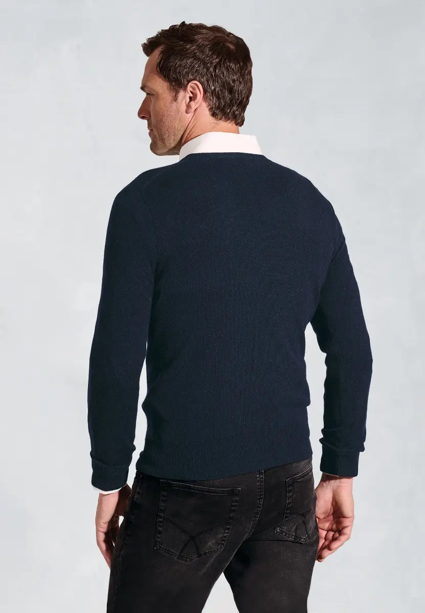 Navy Cashmere Crew Neck Jumper - Image 2